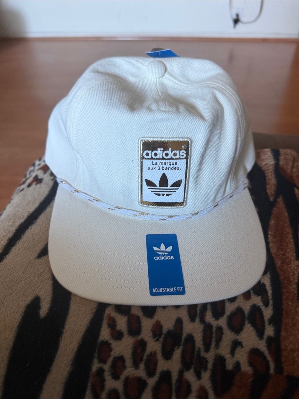 adidas Cream/White Trefoil Patch Baseball Cap